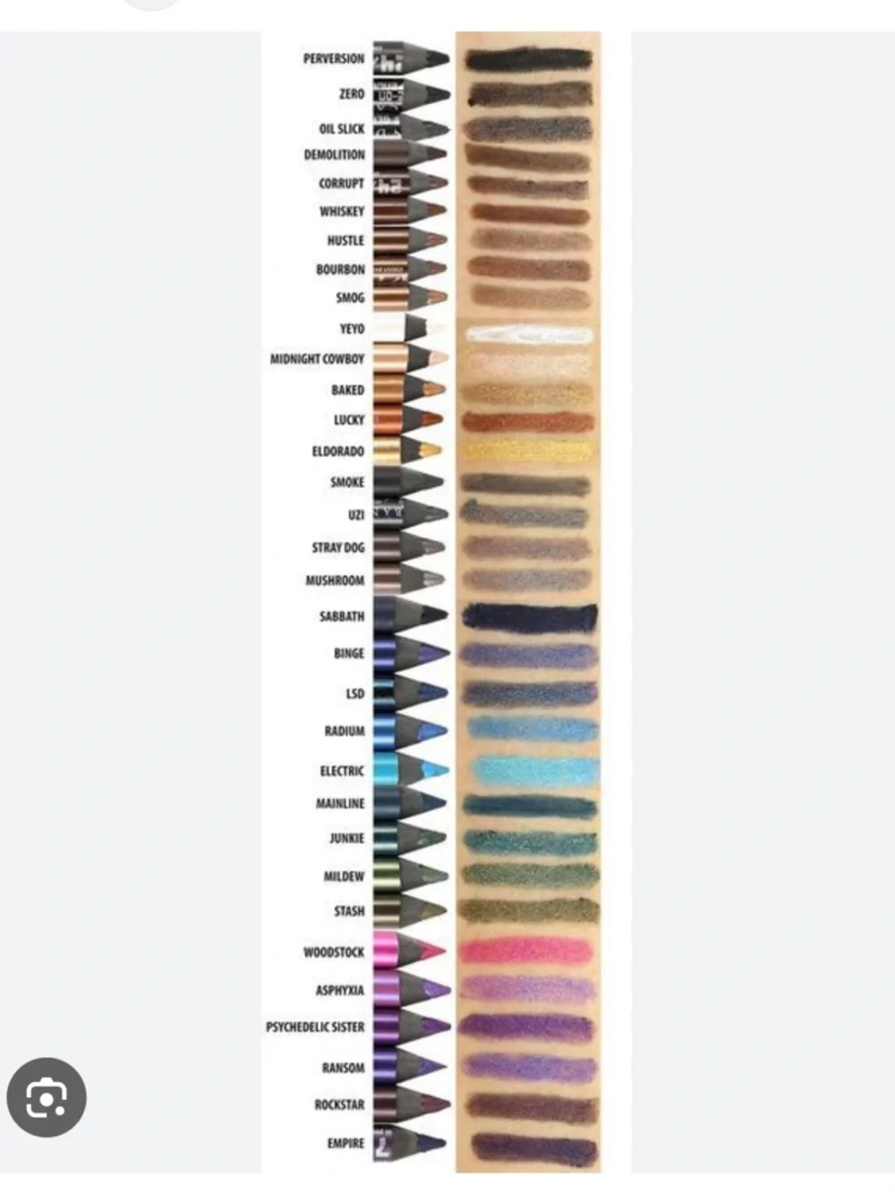 Urban Decay available shades